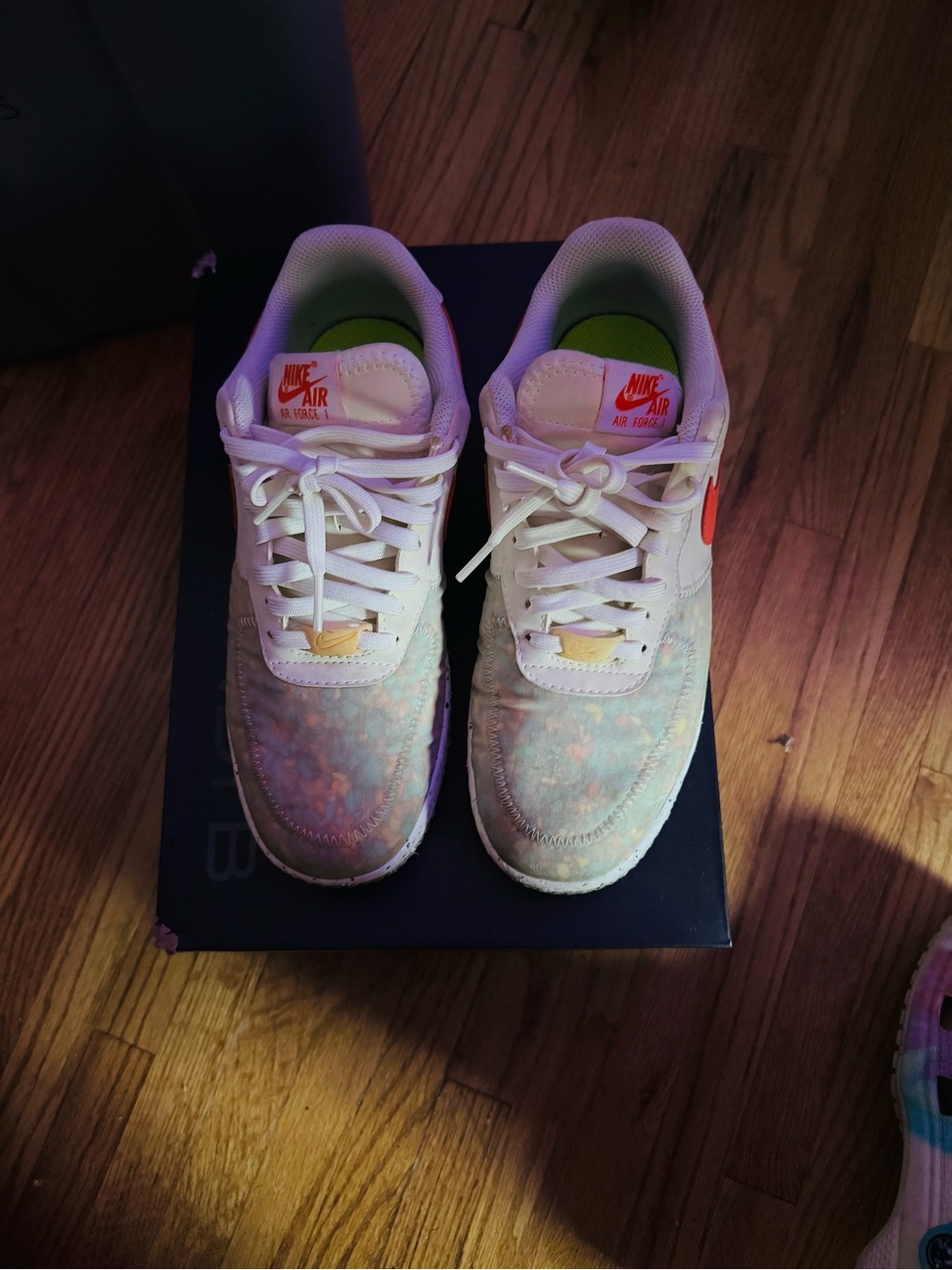 Nike White Multi-Color Tie-Dye Air Force Sneakers